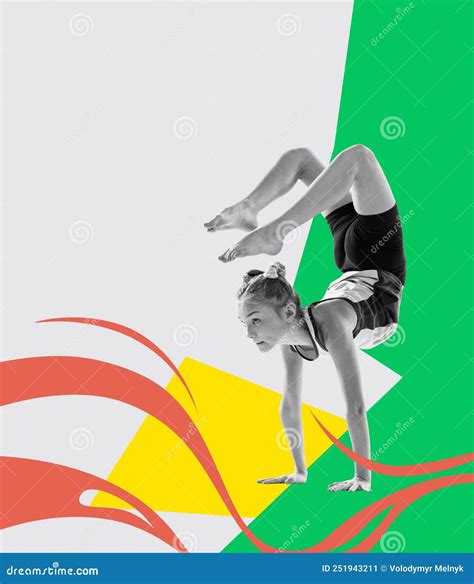 Contemporary Art Collage With Flexible Beautiful Little Girl