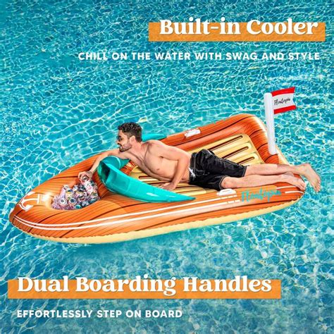 Syncfun Giant Inflatable Boat Pool Float With Reinforced Cooler Summer