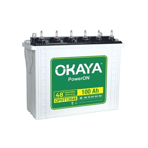 OKAYA PowerON-OPHT13048 | Buy 100Ah Tall Tubular Inverter Battery ...