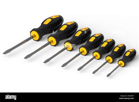 Set Of Black And Yellow Screwdriver On White Background Stock Photo Alamy