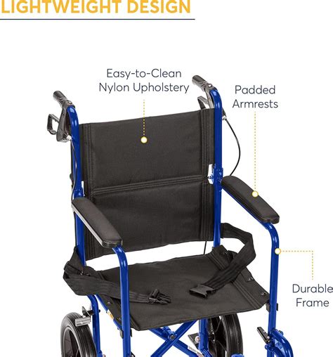 Transport Chair - Lightweight Aluminum Blue - Coastal Medical Equipment