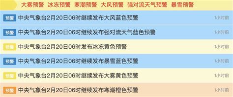 寒潮大雾暴雪冰冻强对流大风！6预警齐发北京时间