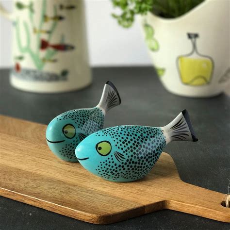 Handmade Ceramic Fish Salt And Pepper Shakers Retro Fish Salt Etsy In