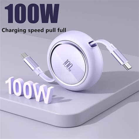 Pd 100w Retractable Usb Type C To Usb C Cable For Samsung Wire 30w Fast Charge Data Cable