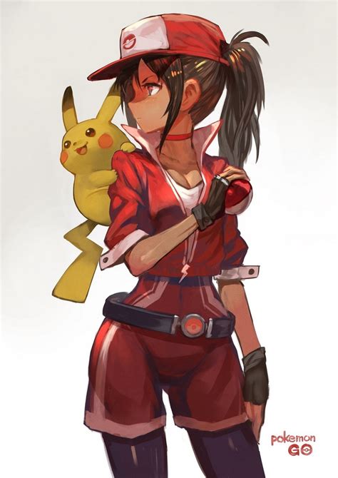 Anime Girls Pokémon Trainers Pokemon Go Anime Long Hair Pikachu Cleavage Pokémon Open