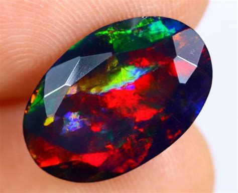 Aaa Grade Black Opal Faceted Multi Fire Opal Faceted Cut Opal Cut Stone