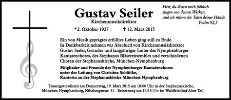 Traueranzeigen Von Gustav Seiler Sz Gedenken De