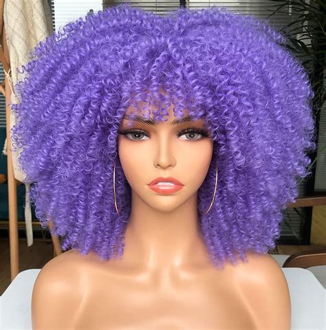 Amazon CurlCOO Short Curly Afro Wigs With Bangs For Black Women