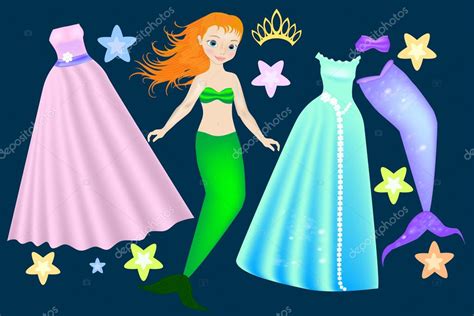 Mermaid Paper Doll — Stock Vector © Sakurra 96086816