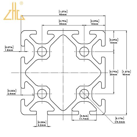 2020 3030 4040 4080 Aluminium Extrusion Profil Frame T Slot V Slot 40x40 Custom Extruded