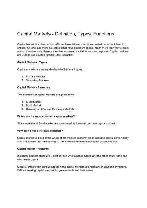 Money Pdf 51065 | Capital Markets