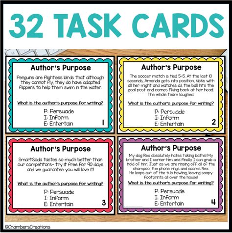 Author S Purpose PIE Task Cards Persuade Inform Entertain Author S