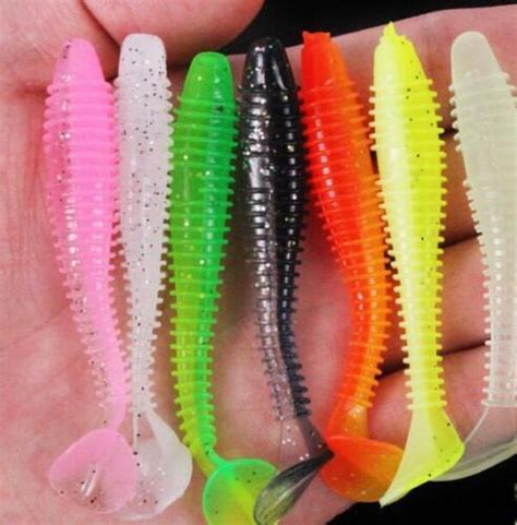 10pcs Worm Tail Soft Bait Fishy Smell Salt Soft Plastic Baits Fishing