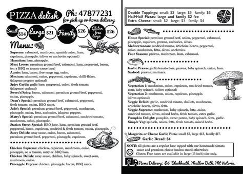 Menu at Pizza Delish pizzeria, Blackheath