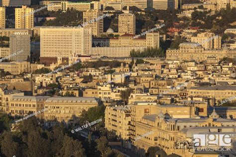 Azerbaijan, Baku, high angle city skyline of central Baku, dawn, Stock Photo, Picture And Rights ...