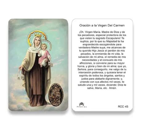 ORACION A LA Virgen Del Carmen MT Carmel Plastique Stock Sainte