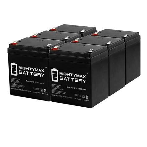 Mighty Max Battery 12v 5ah Sla Replacement Battery For Sp12 55rt 6 Pack Max3957015 The Home