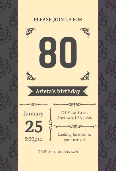 15 Free 80th Birthday Invitation Templates Photoadking