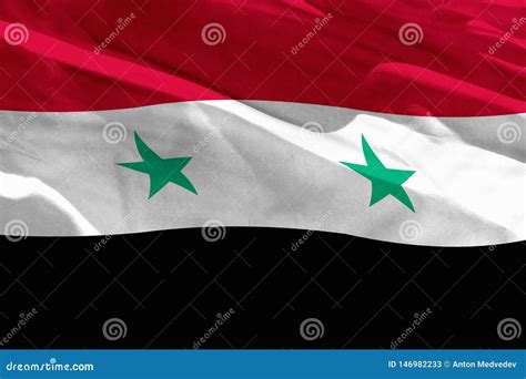 Waving Syrian Arab Republic Flag For Using As Texture Or Background ...