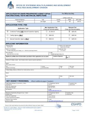 Fillable Online Oshpd Ca OSHPD Preapproved Agency OPAA Fax Email