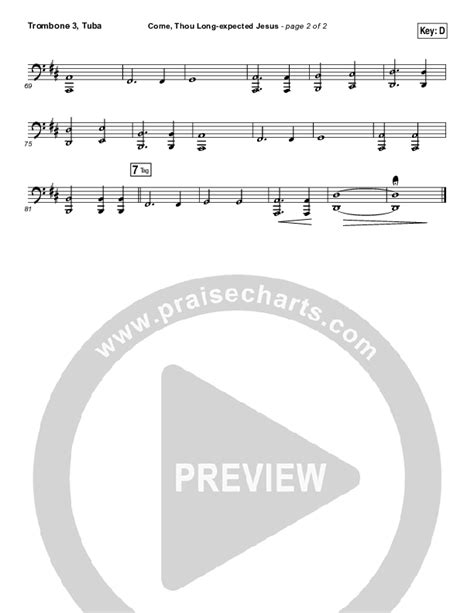 Come Thou Long Expected Jesus Trombone Tuba Sheet Music Pdf Meredith