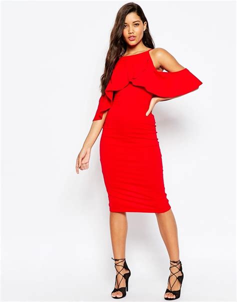 Asos High Neck Cold Shoulder Midi Dress At Asos Latest Fashion