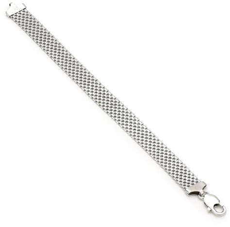 Amazon Collection Sterling Silver 12mm Italian Mesh Bracelet Silver