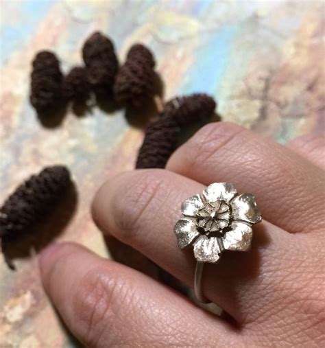 Bronze Ring Realized With Lost Wax Technique And Silver Entirely