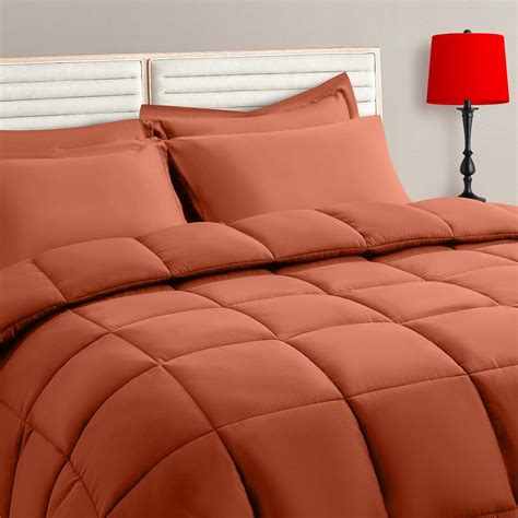 Taimit Burnt Orange King Comforter Set 7 Pieces Bed In A Bag Bedding Sets With