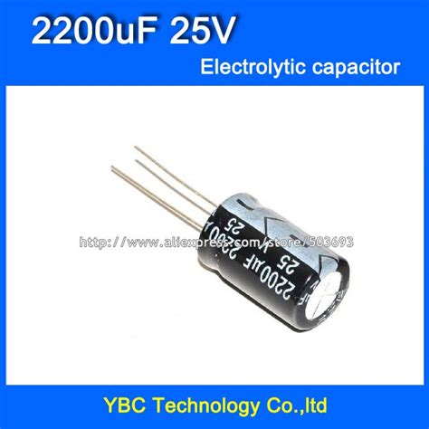 O Envio gratuito de 100 pçs lote 25 V 2200 uF Capacitor Eletrolítico 13