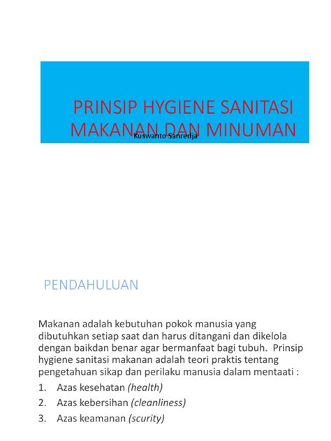 13 Kuswanto Prinsip Hygiene Sanitasi Makanan Dan Minuman Pdf