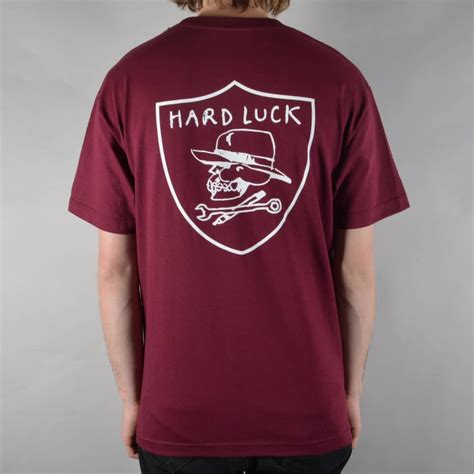 Hard Luck Mfg Hard Six Skate T Shirt Burgundy Skate Clothing From Native Skate Store Uk