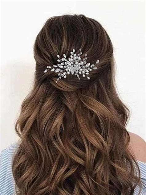 Mayelia Kristall Braut Hochzeit Haarkamm Silber Perle Haarteil Strass