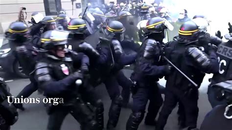 French Riot Police Clash With Protesting Firefighters In Paris Youtube