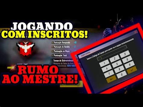 FREE FIRE AO VIVORUMO AO MESTRERUMO A 1KJOGANDO INSCRITOS