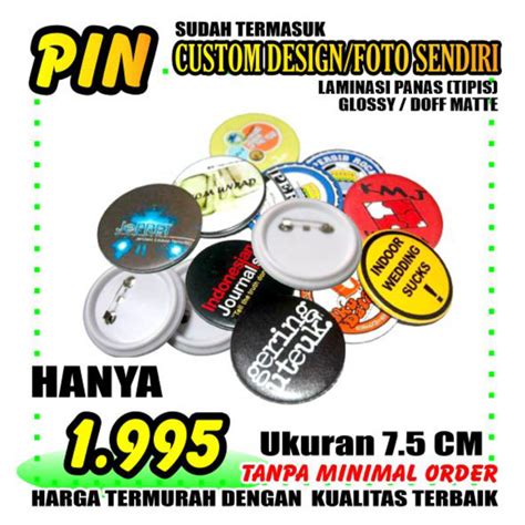 Jual Pin Badge Bros Peniti Mm Cm Partai Foto Laminasi