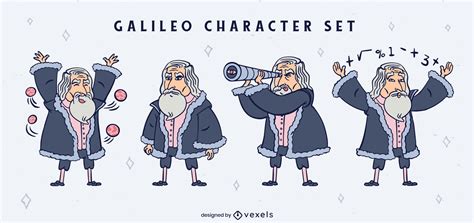 Baixar Vetor De Conjunto De Personagens De Desenhos Animados Galileo