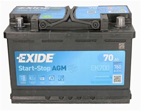 Автомобильный аккумулятор Exide Start Stop AGM EK700 70 А ч GMC