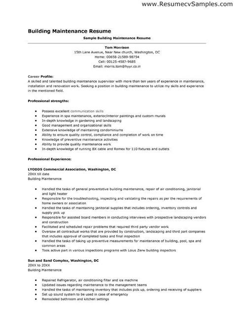 Sample Resume Building Maintenance Supervisor Merit Medical Systems