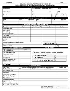 Fillable Online Juvenile Cuyahogacounty FINANCIAL DISCLOSURE AFFIDAVIT