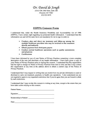 Fillable Online Hippa Consent Form Prosites Inc Fax Email Print