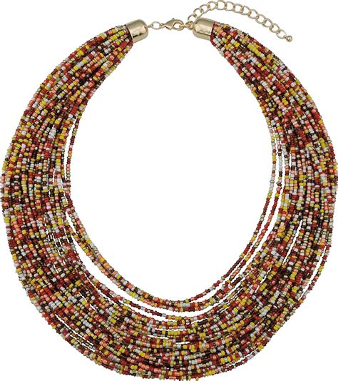 Multi Layer Chunky Bib Statement Seed Beads Cluster Collar Necklace For Women T Nk 10351