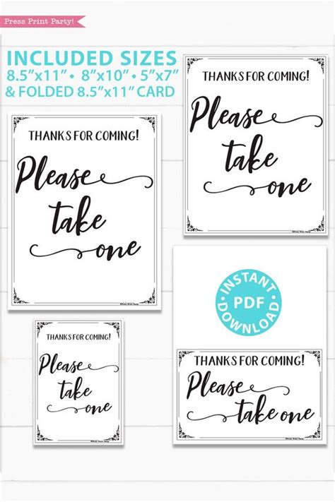 Please Take One Sign Printable (Rustic Style) - Press Print Party!