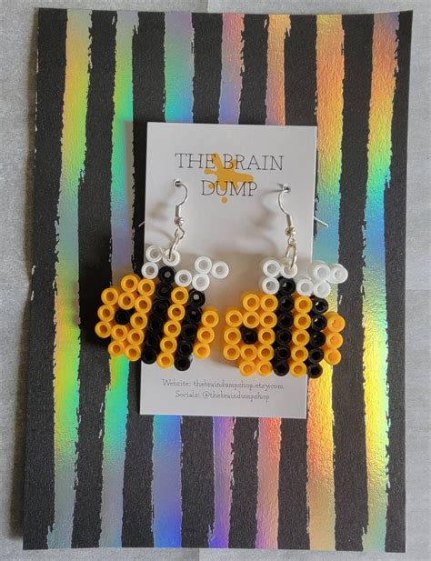 Oh Honey Super Cute Bumble Bee Perler Bead Dangle Earrings Hama Beads