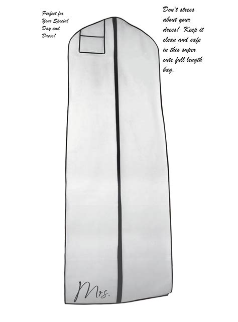 XL Bridal Gown Garment Bag - Miss to Mrs., White and Black, 24 X 72 X