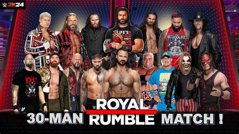 Royal Rumble 2024 Wwe 2k24 30 Man Royal Rumble Match Gameplay Wwe 2k24 Royal Rumble Youtube