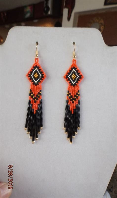 Native American Style Beaded Orange Earrings Southwestern Etsy