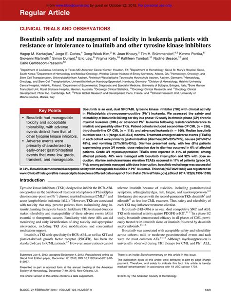 Pdf Bosutinib Safety And Management Of Toxicity In Leukemia Patients