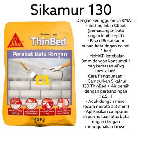 Jual Sikamur Thinbed Perekat Lem Hebel Bata Ringan Kg