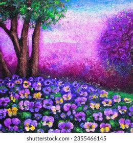 Oil Painting Artistic Image Purple Pansy AI-generated image 2355466145 | Shutterstock